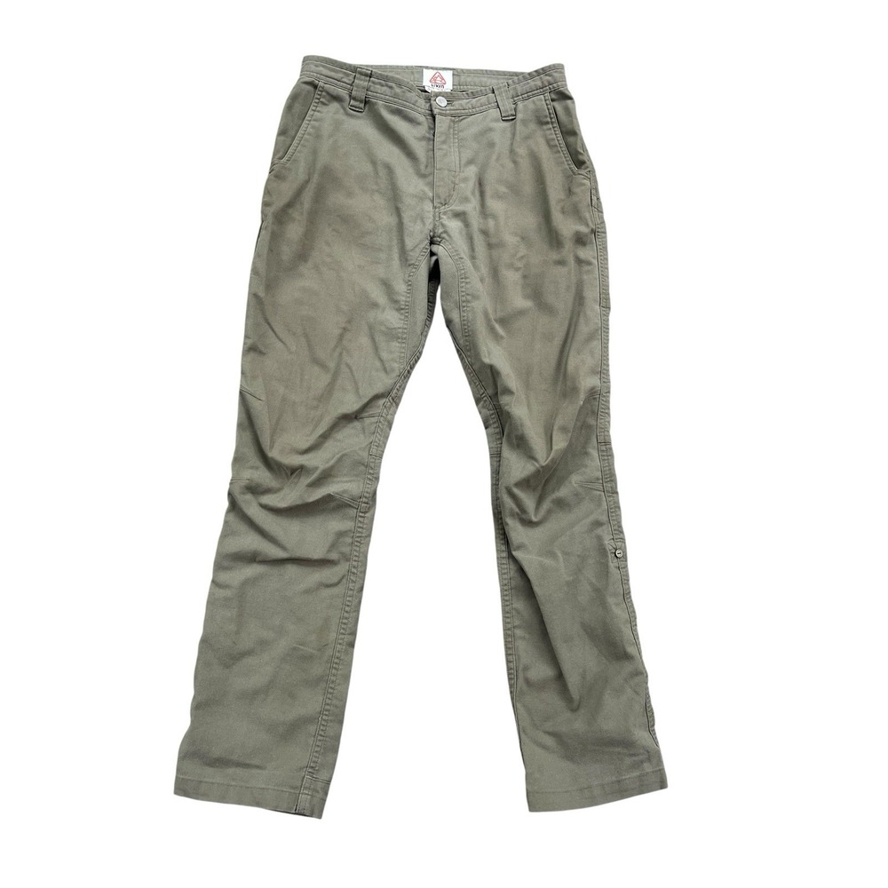 LIVSN Flex Canvas Pant Mens 31X31 Green Outdoor Utility Hike Camp Travel Roll Up